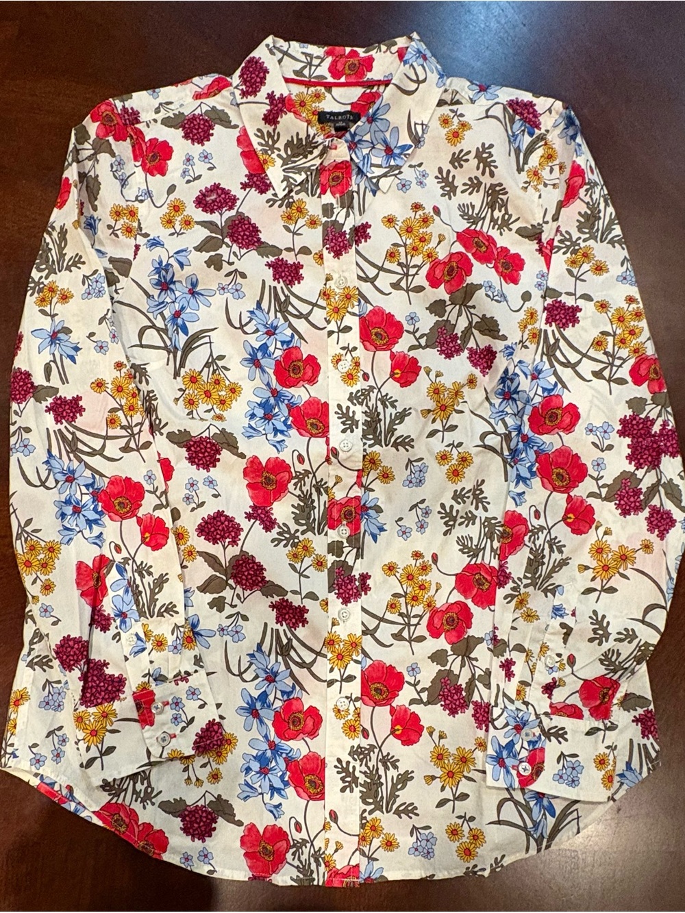 Talbots NWT Floral Button Front Shirt Multicolor Long Sleeve M